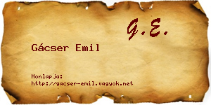 Gácser Emil névjegykártya
